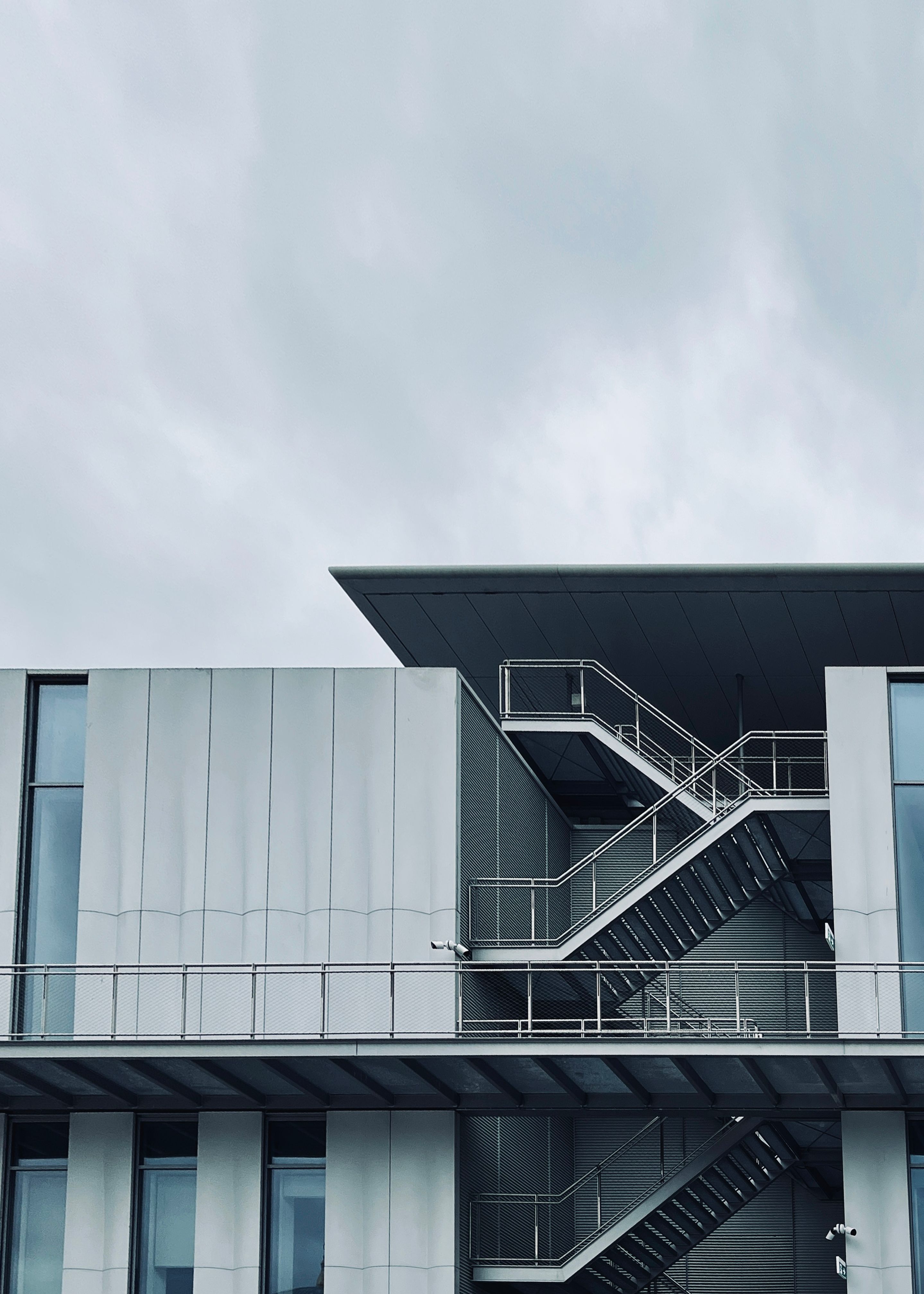 Modern steel staircase indoor and outdoor